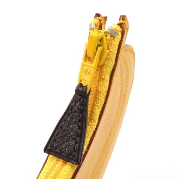 Authentic HERMES Fruit Motif Banana Coin Case Coin Purse Yellow Leather - Picture 7 of 11